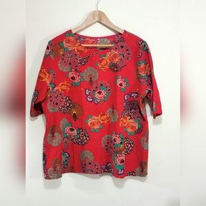 XL Womens Plus Size Floral Print Short Sleeve Tee Top Sz XL T540